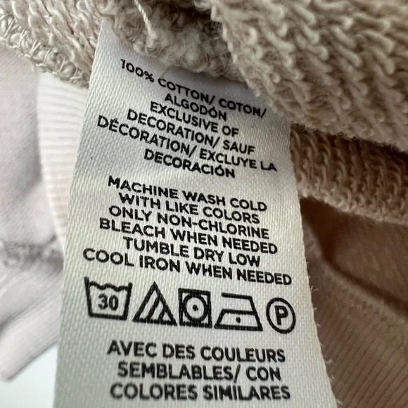 Lou & Grey Cotton Beige Embroidered Peace Sign Matching Sweatshirt and Pant Set - Picture 9 of 9